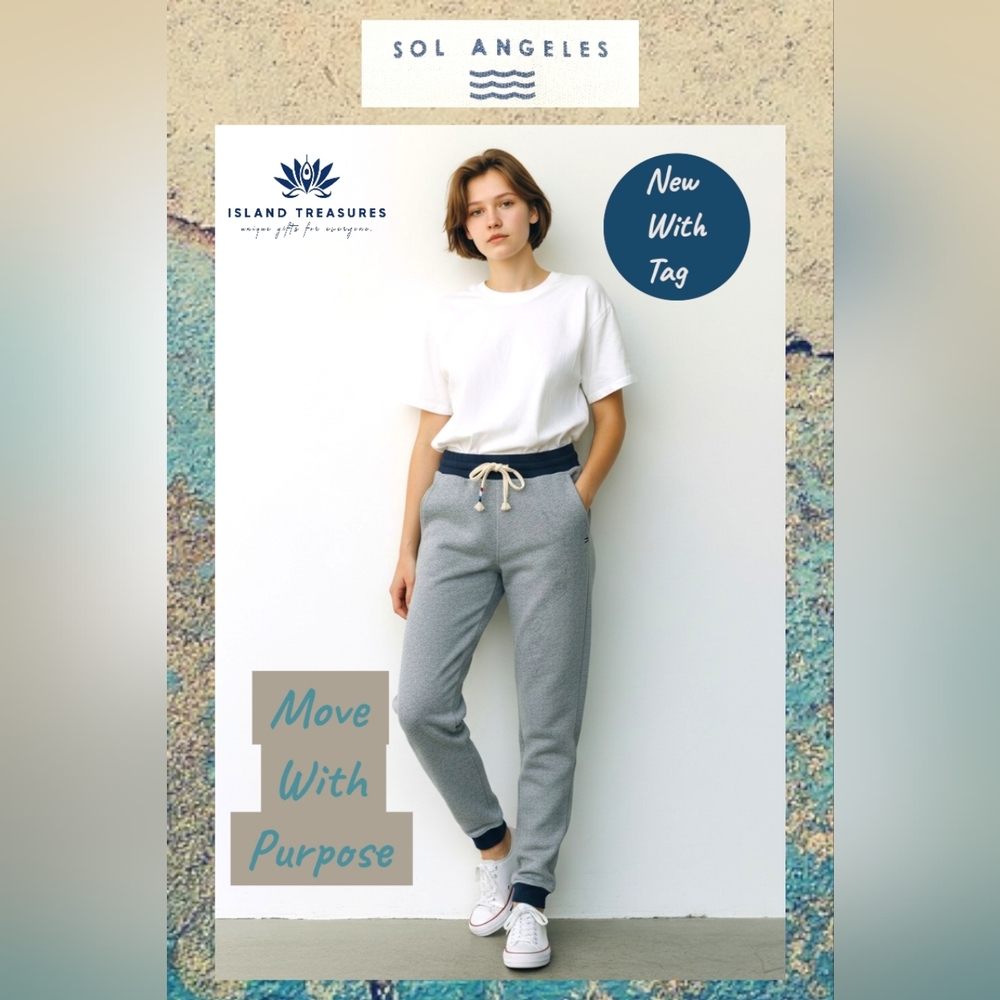 NWT Sol Angeles INDI Sz S Joggers Women's Navy Joggers Ribbed Waistband & Cuffs